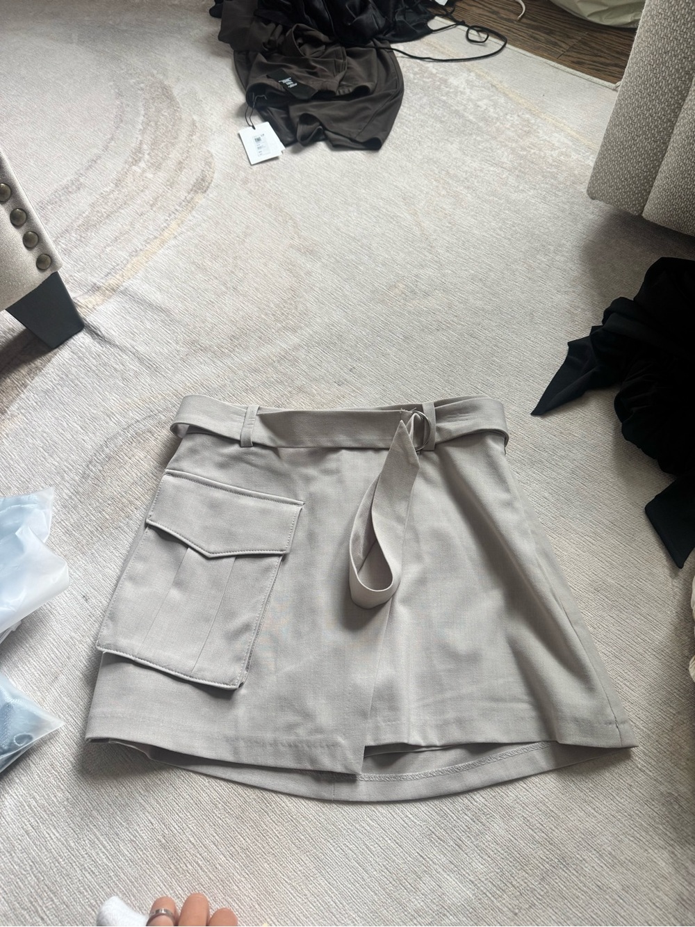 Abercrombie & Fitch Taupe Tie-Waist Cargo Skort